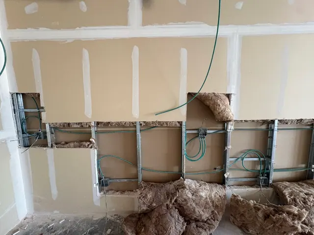 Circuit wiring and box placement during a commercial remodel.